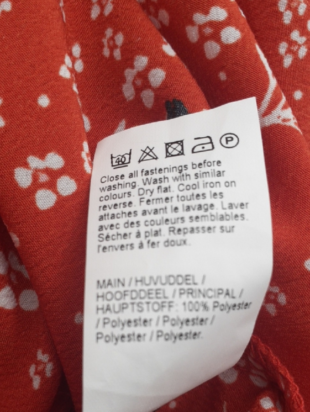 SALE! NWOT River Island Red Floral Cold-Shoulder Tie-Waist Midi Dress Size L/XL - Picture 3 of 3